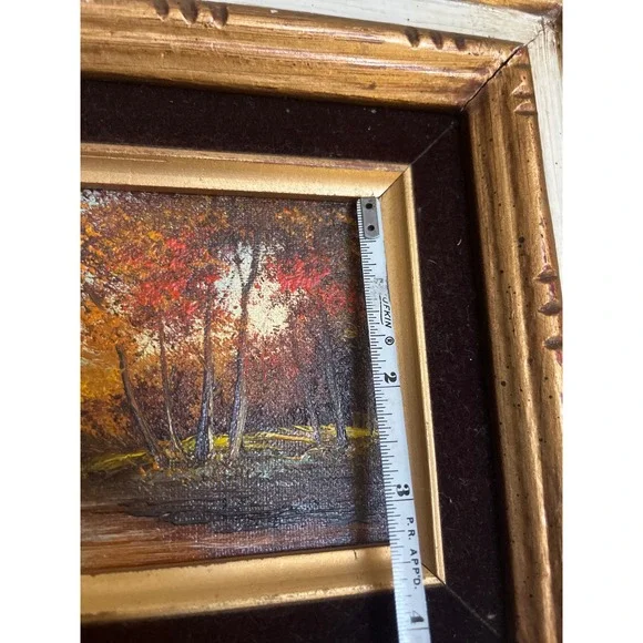 I Cafieri Oil Painting Autumn River Landscape Ornate Wooden Frame Mid century - Picture 12 of 12